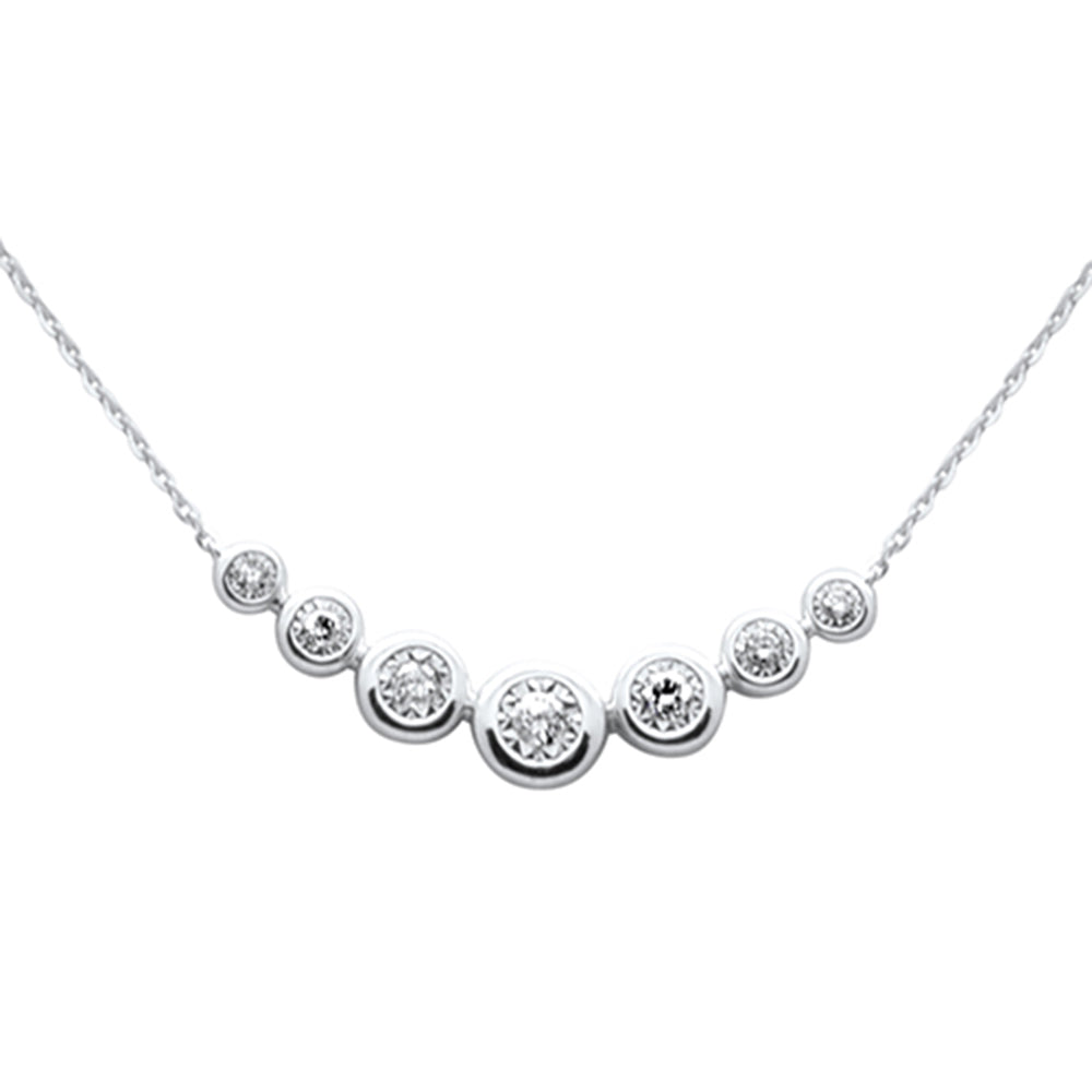 Muse Jewelry .15ct G SI 14K White Gold Diamond Graduated Pendant Necklace 18" Long
