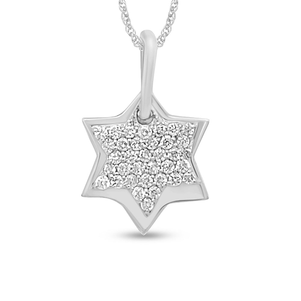 Muse Jewelry .13ct G SI 14K White Gold Diamond Star Pendant Necklace 18" Long Chain