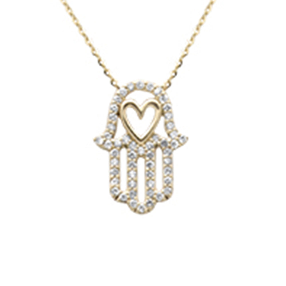 Muse Jewelry .32ct G SI 14K Yellow Gold Diamond Evil Eye Pendant Necklace 16+2" Ext
