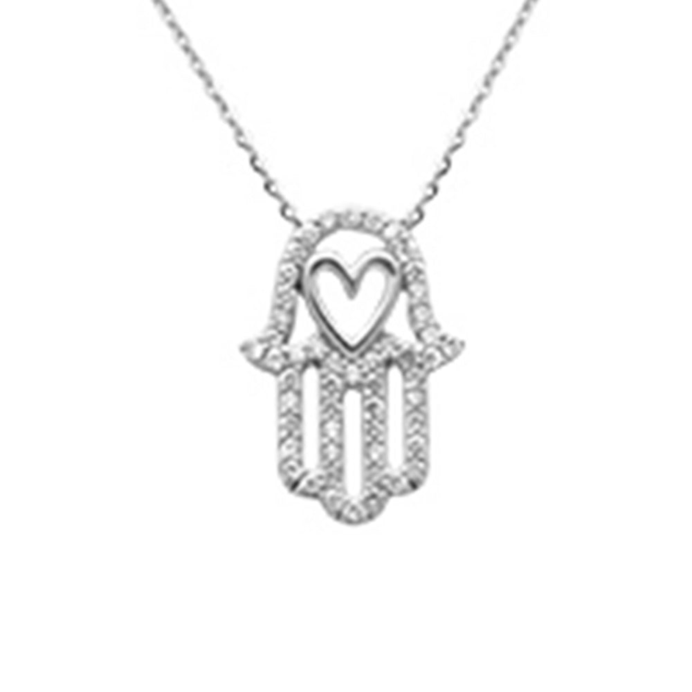 Muse Jewelry .32ct G SI 14K White Gold Diamond Evil Eye Pendant Necklace 16+2" Ext