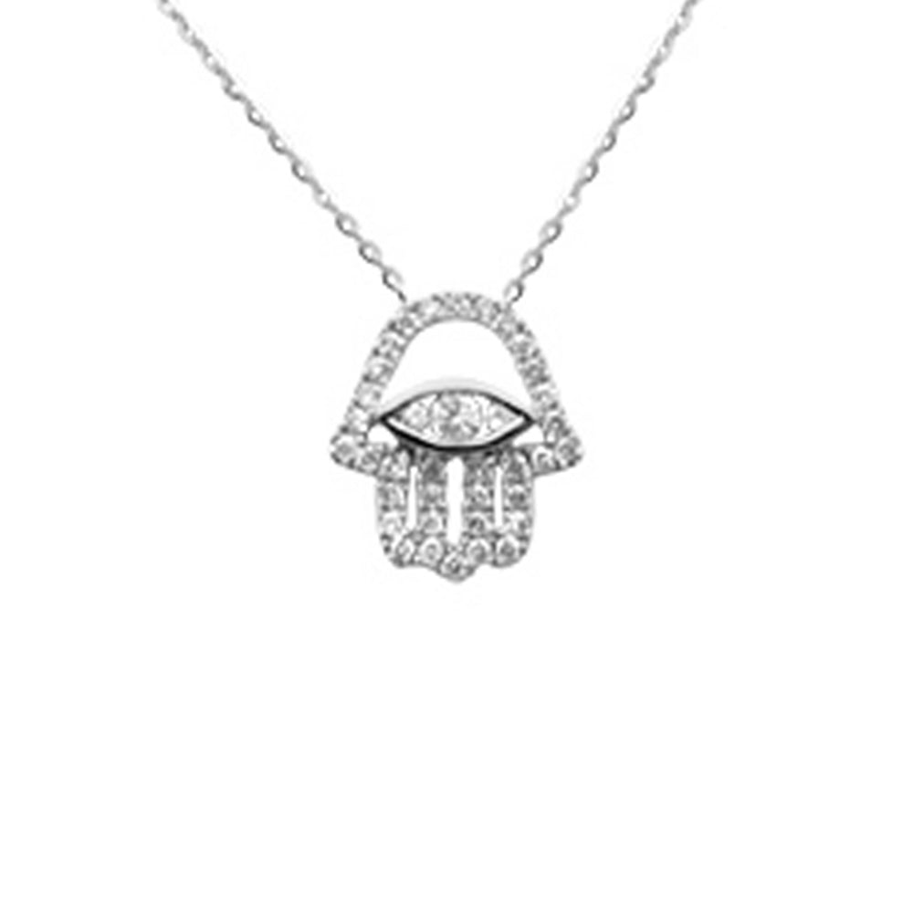 Muse Jewelry .26ct G SI 14K White Gold Diamond Evil Eye Pendant Necklace 16+2" Ext