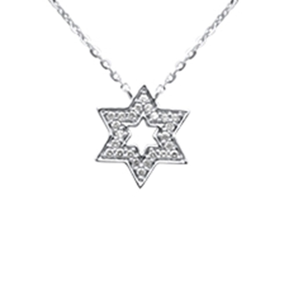 Muse Jewelry .08ct G SI 14K White Gold Diamond Star of David Pendant Necklace 16+2" Ext