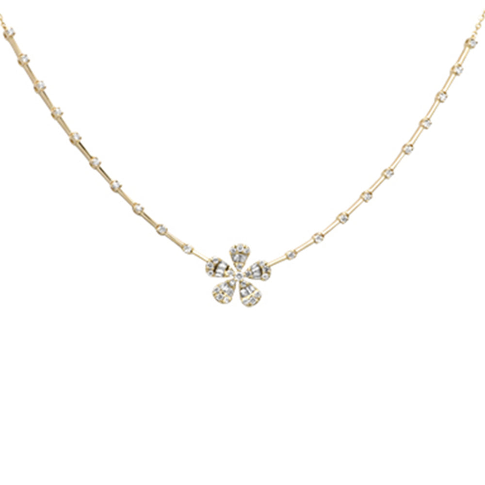 Muse Jewelry .32ct G SI 14K Yellow Gold Diamond Flower Pendant Necklace 18" Long