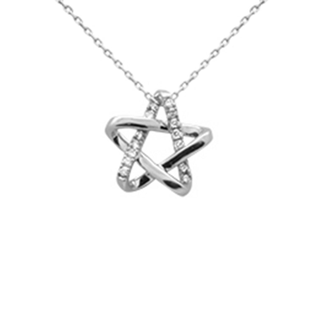 Muse Jewelry .14ct G SI 14K White Gold Diamond Star of David Pendant 18" long Chain