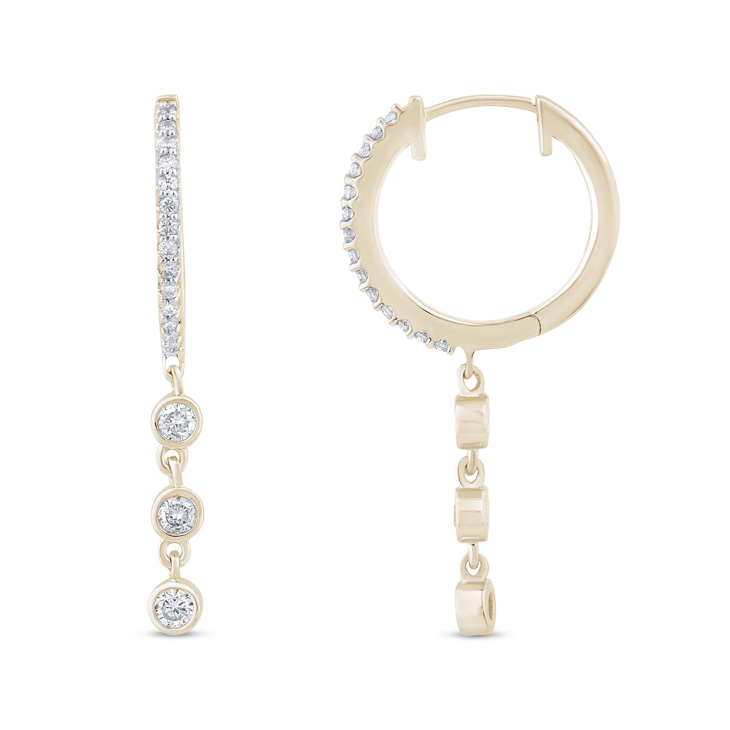 Muse Jewelry .39ct G SI 14K Yellow Gold Diamond Hoop Dangling Post & Click Earrings