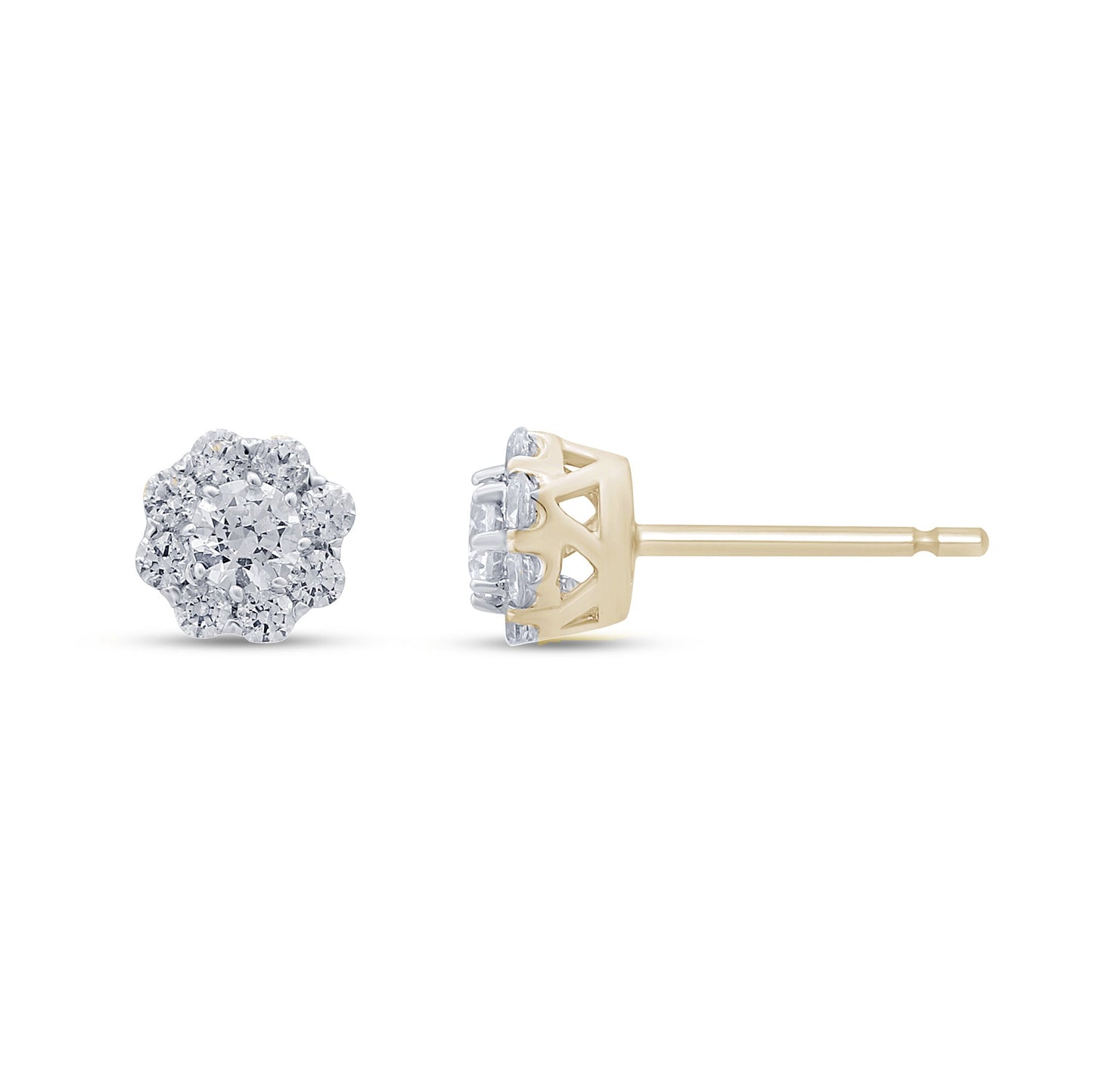 Muse Jewelry .48ct G SI 14K Yellow Gold Diamond Flower Screw Back Earrings