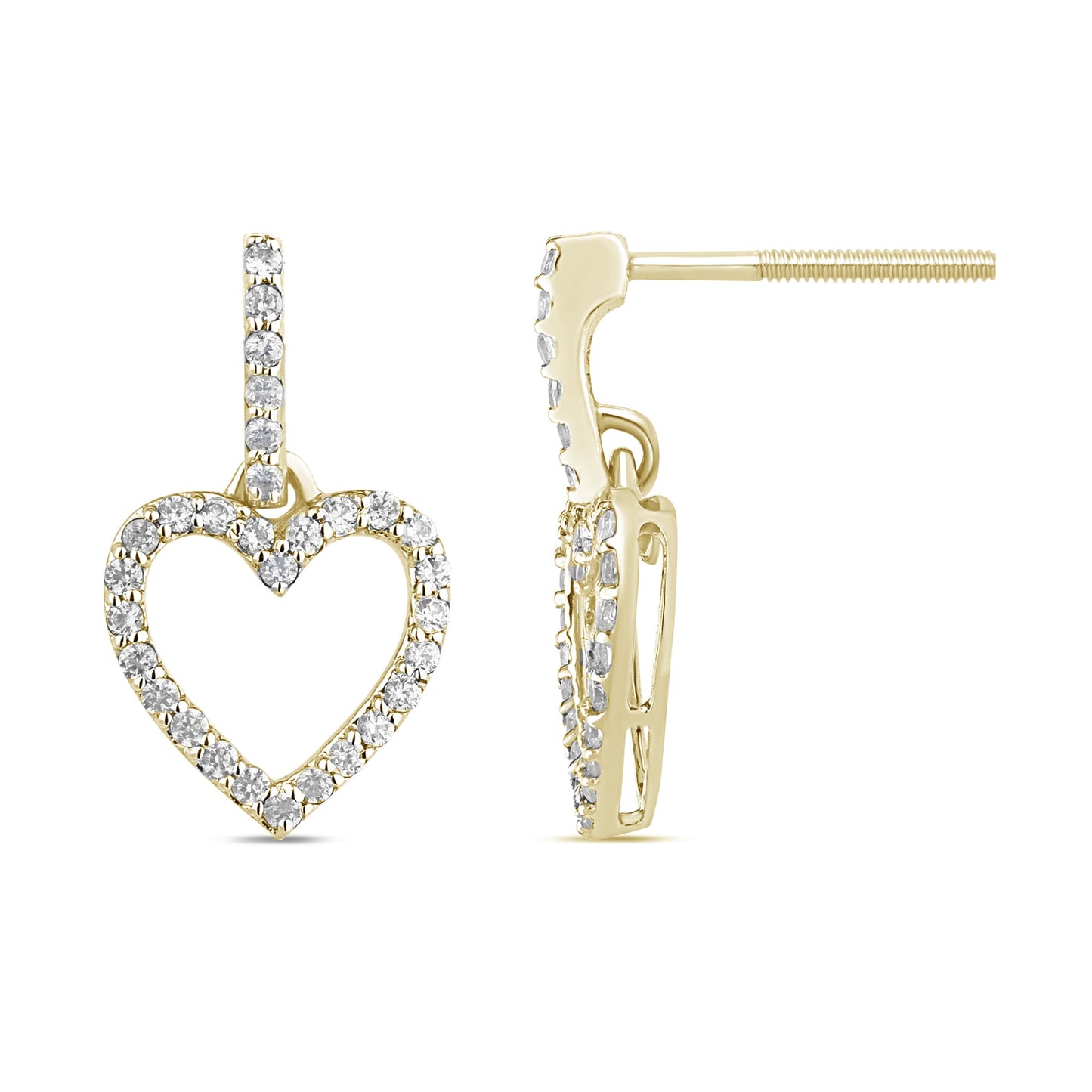 Muse Jewelry .26ct G SI 14K Yellow Gold Diamond Dangling Heart Earrings