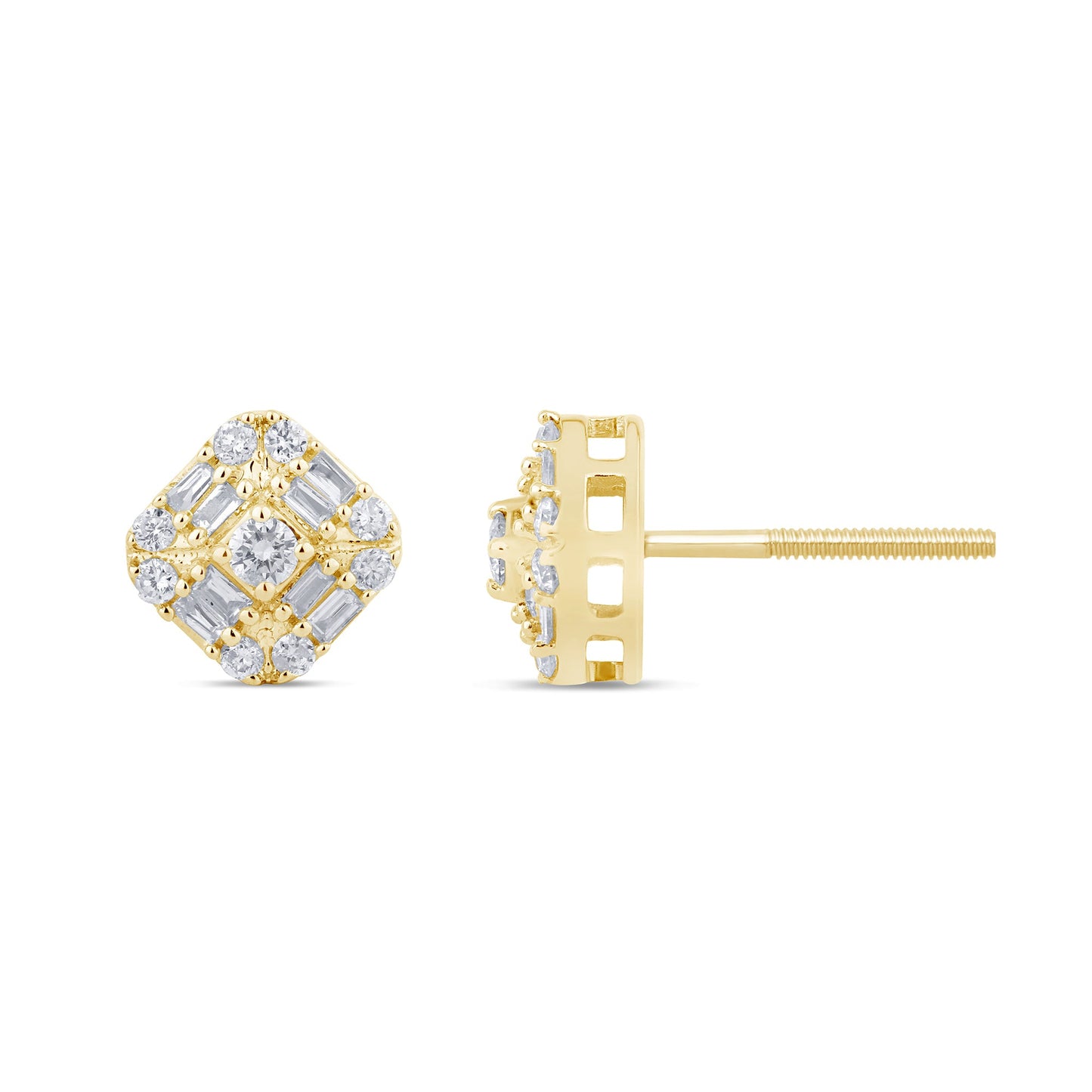 Muse Jewelry .29ct G SI 14K Yellow GoldDiamond Square Shaped Earrings Screw Back