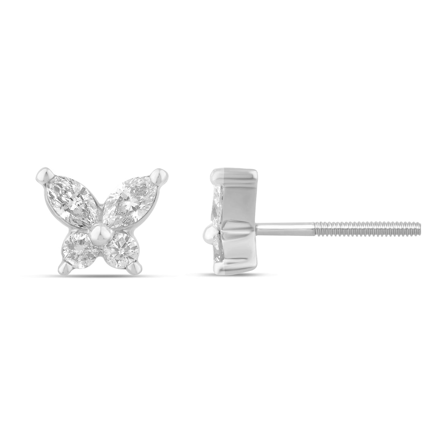 Muse Jewelry .31ct G SI 14K White Gold Diamond Bunny Ears Style Earrings Screw Backings