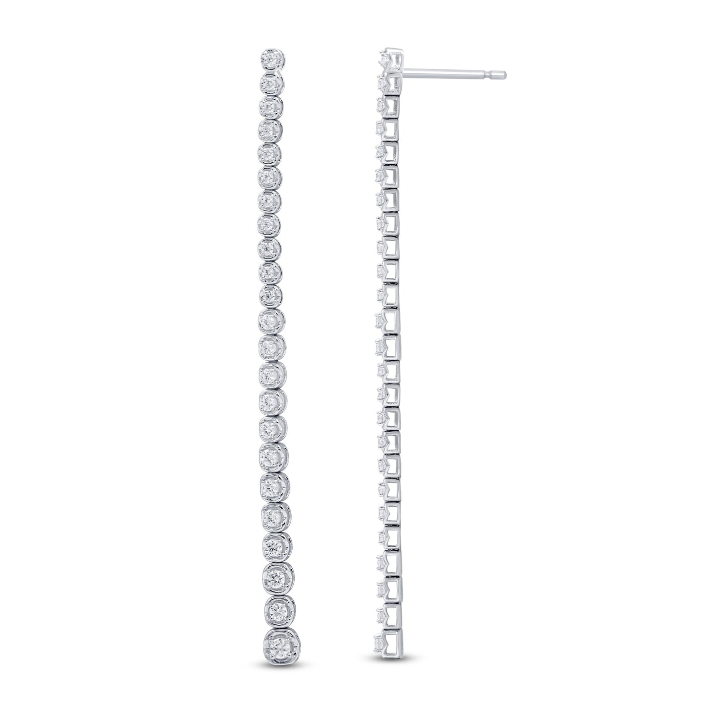 Muse Jewelry .79ct G SI 14K White Gold Diamond Long Chain Dangle Drop Earrings