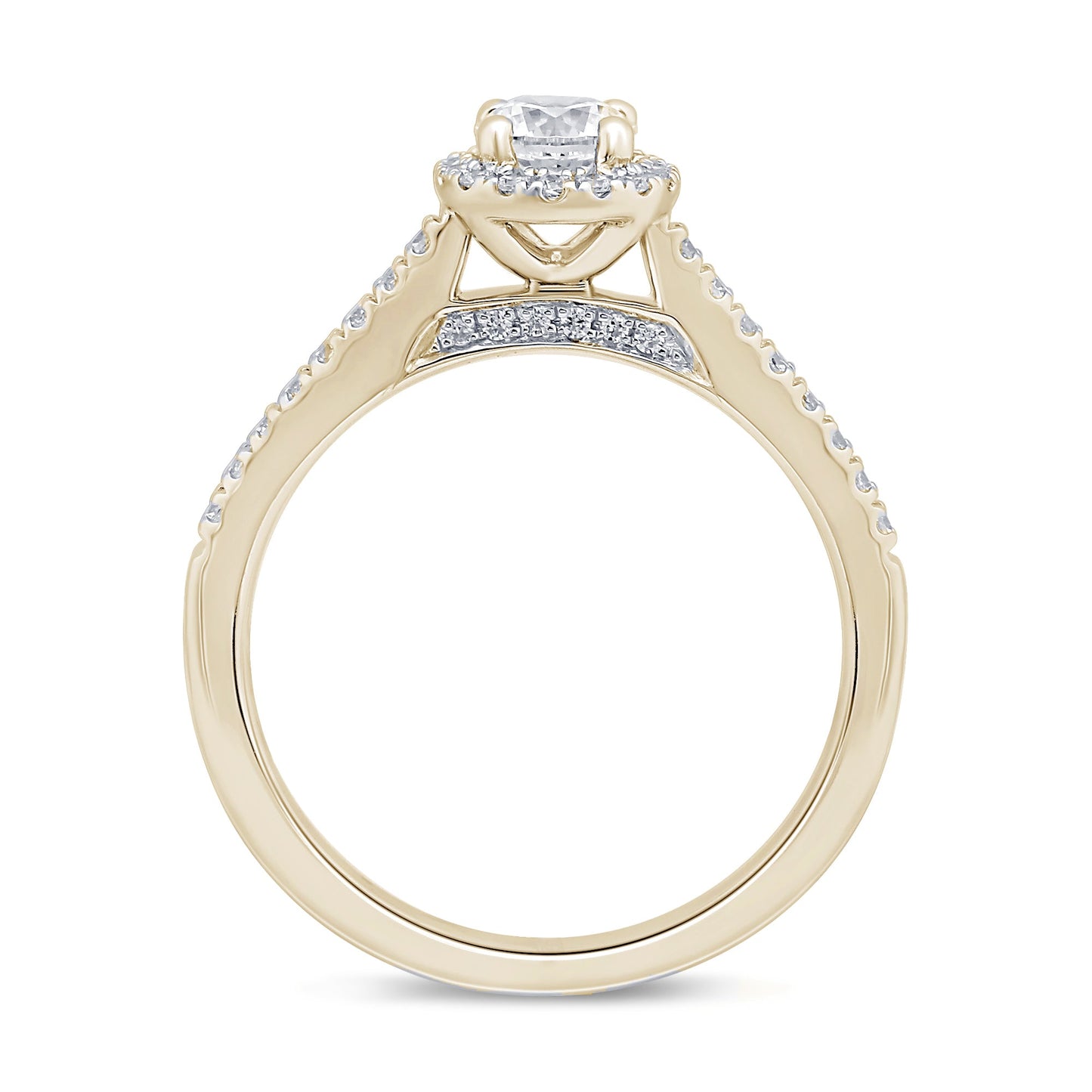 Muse Jewelry .71ct G SI 14K Yellow Gold Round Diamond Halo Solitaire Engagement Ring Size 6.5
