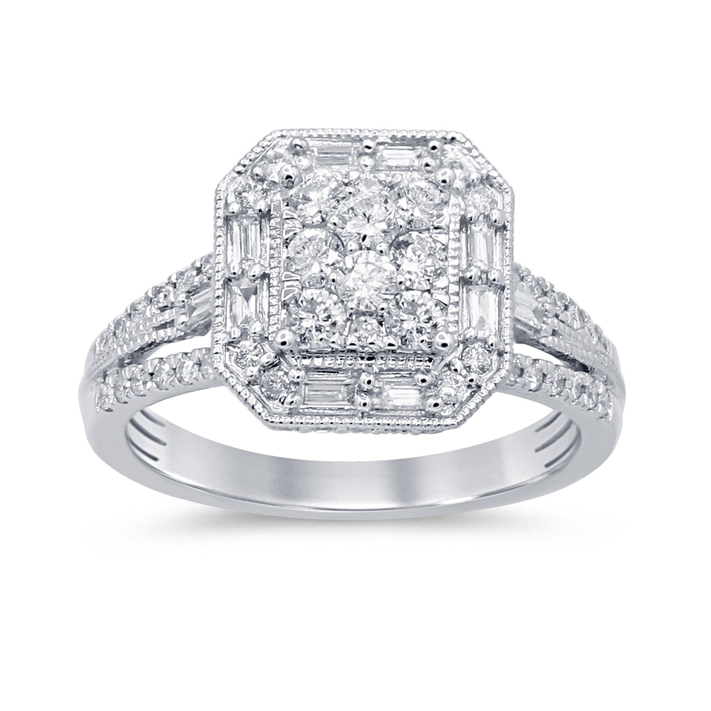 Muse Jewelry 1.01ct 14k White Gold Square Shape Diamond Engagement Ring Size 6.5