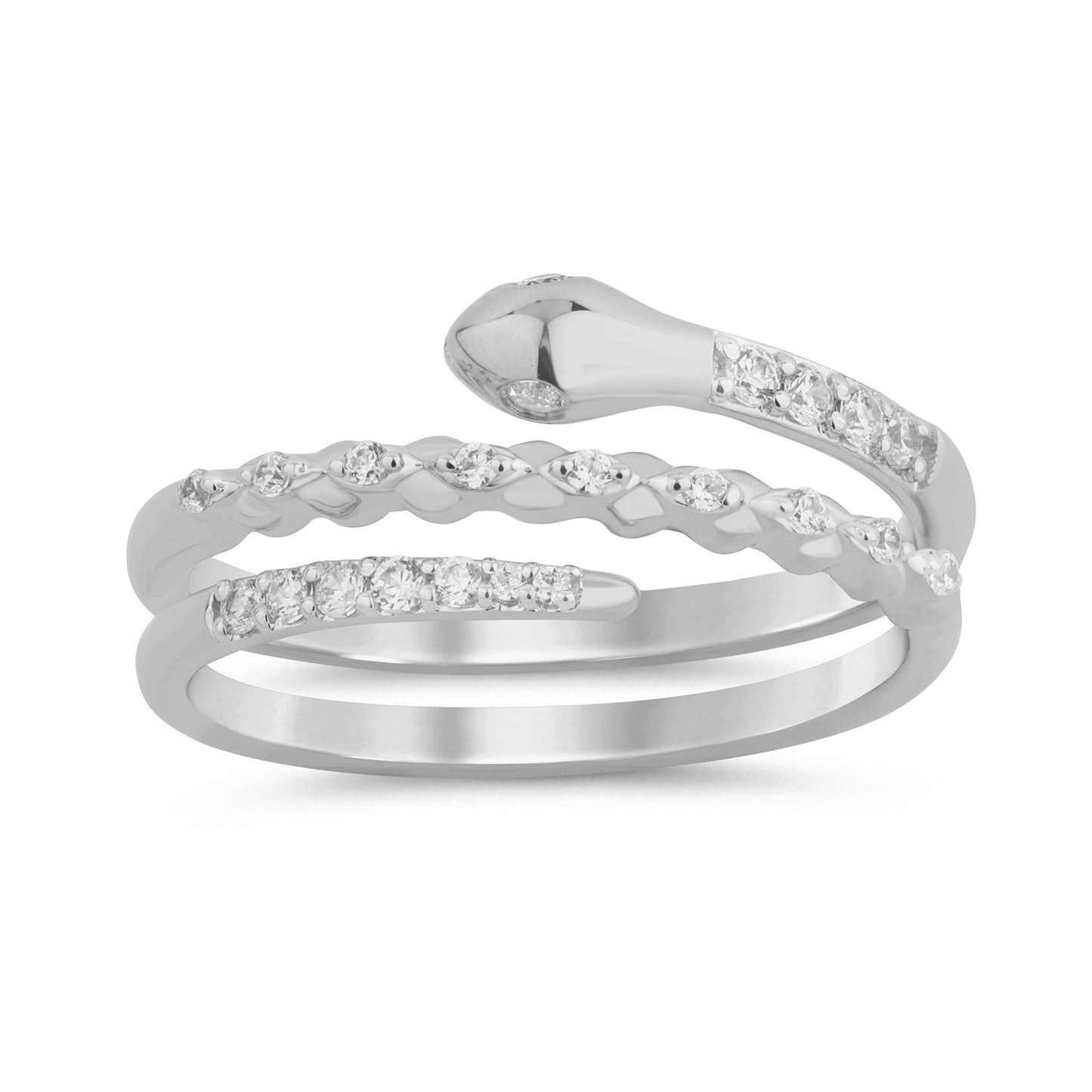 Muse Jewelry .20ct G SI 14K White Gold Diamond Snake Wrap Around Band Ring Size 6.5