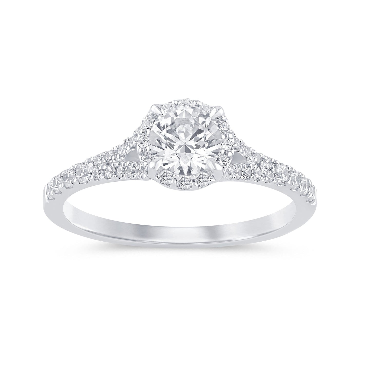 Muse Jewelry .77ct G SI 14K White Gold Diamond Halo Solitaire Engagement Ring Size 6.5