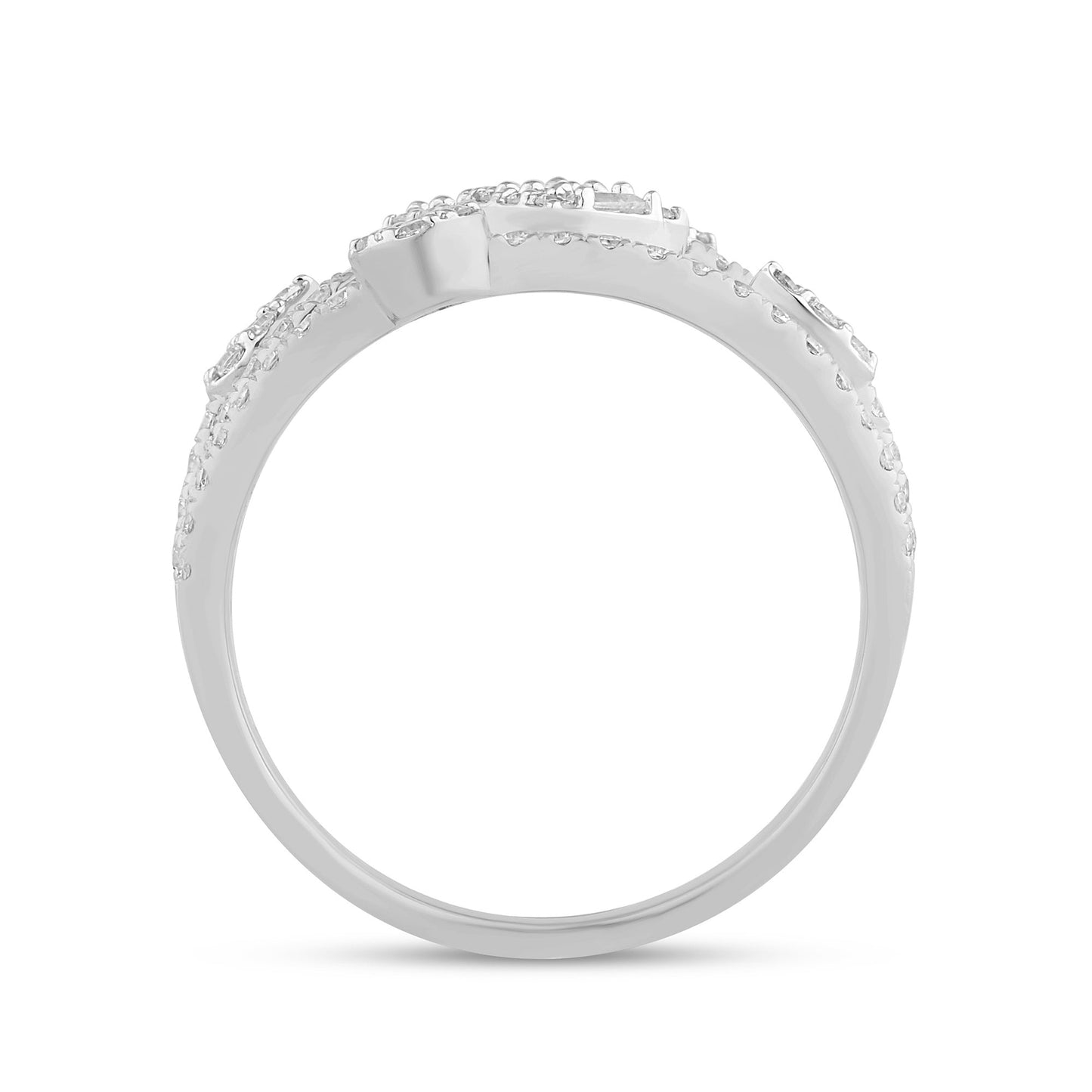 Muse Jewelry .67ct G SI 14K White Gold Diamond Round & Baguette Ring Band Size 6.5