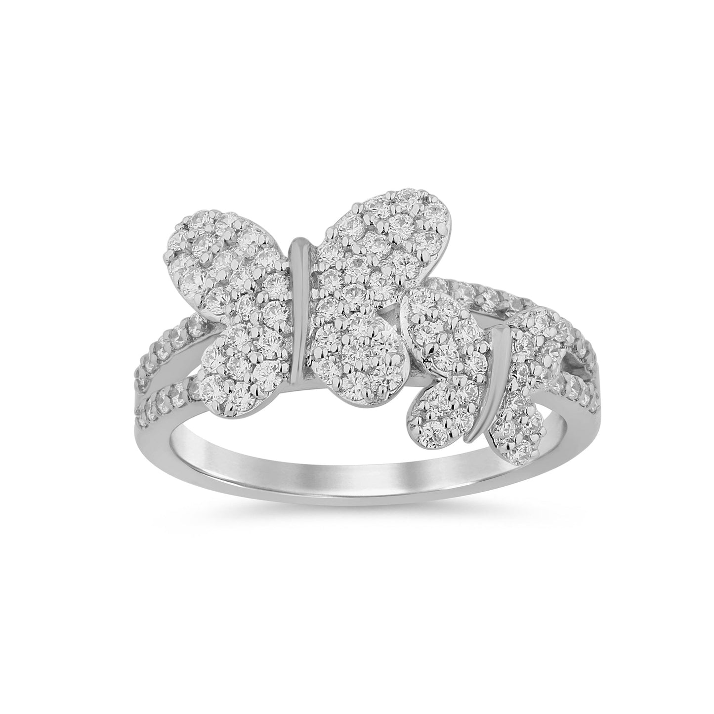 Muse Jewelry .64ct G SI 14K White Gold Diamond Butterfly Ring Size 6.5