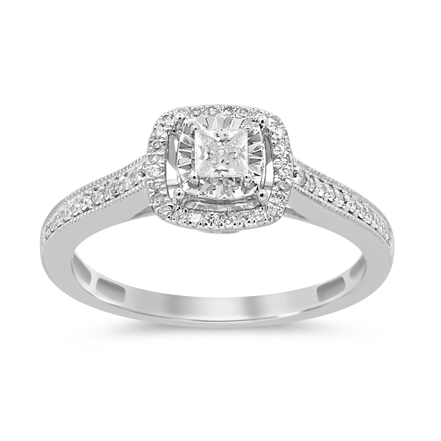 Muse Jewelry .26ct 14k White Gold Princess Square Diamond Promise Engagement Ring