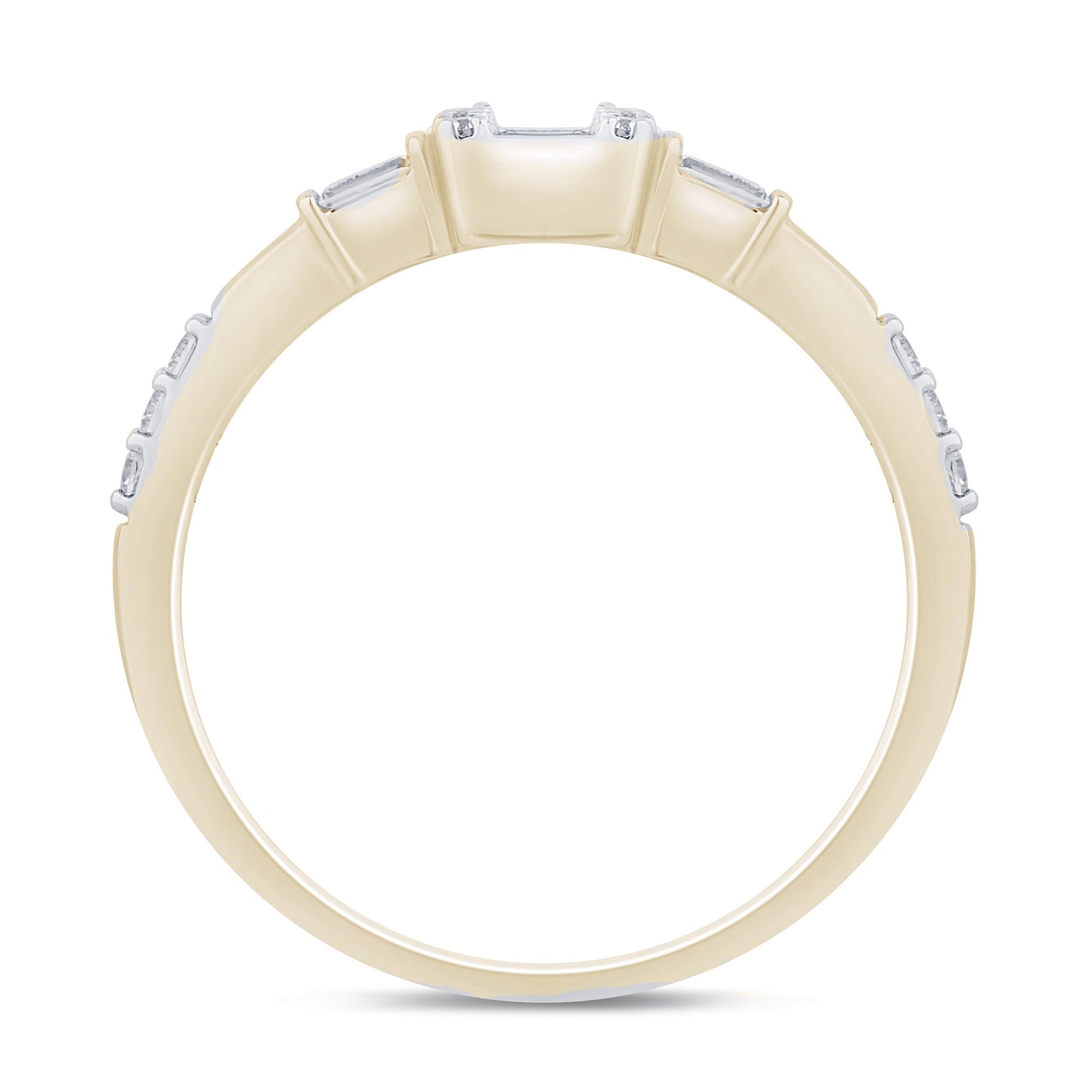 Muse Jewelry .26ct G SI 14K Yellow Gold Round & Baguette Diamond Engagement Ring Size 7