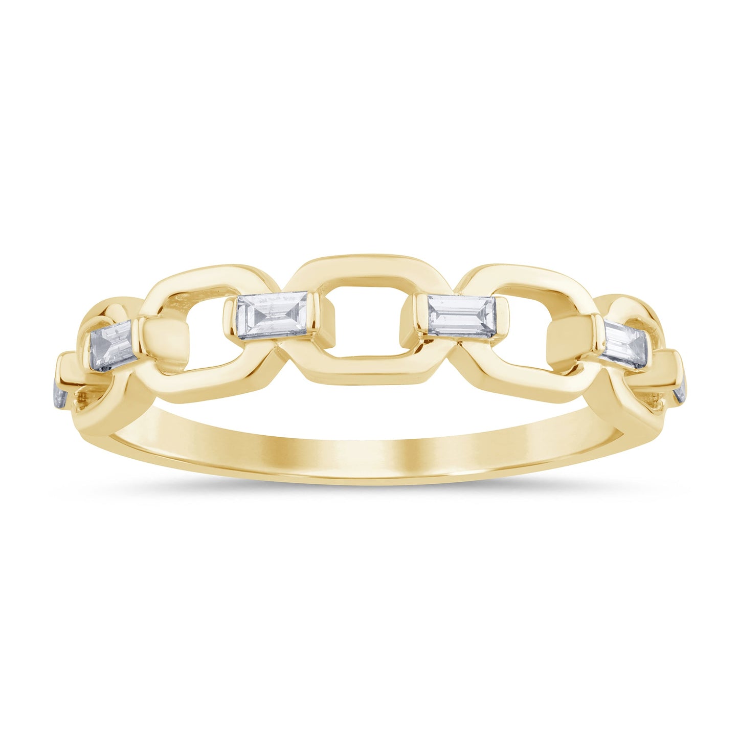 Muse Jewelry .14ct G SI 14K Yellow Gold Baguette Diamond Stone Ring Band Size 6.5