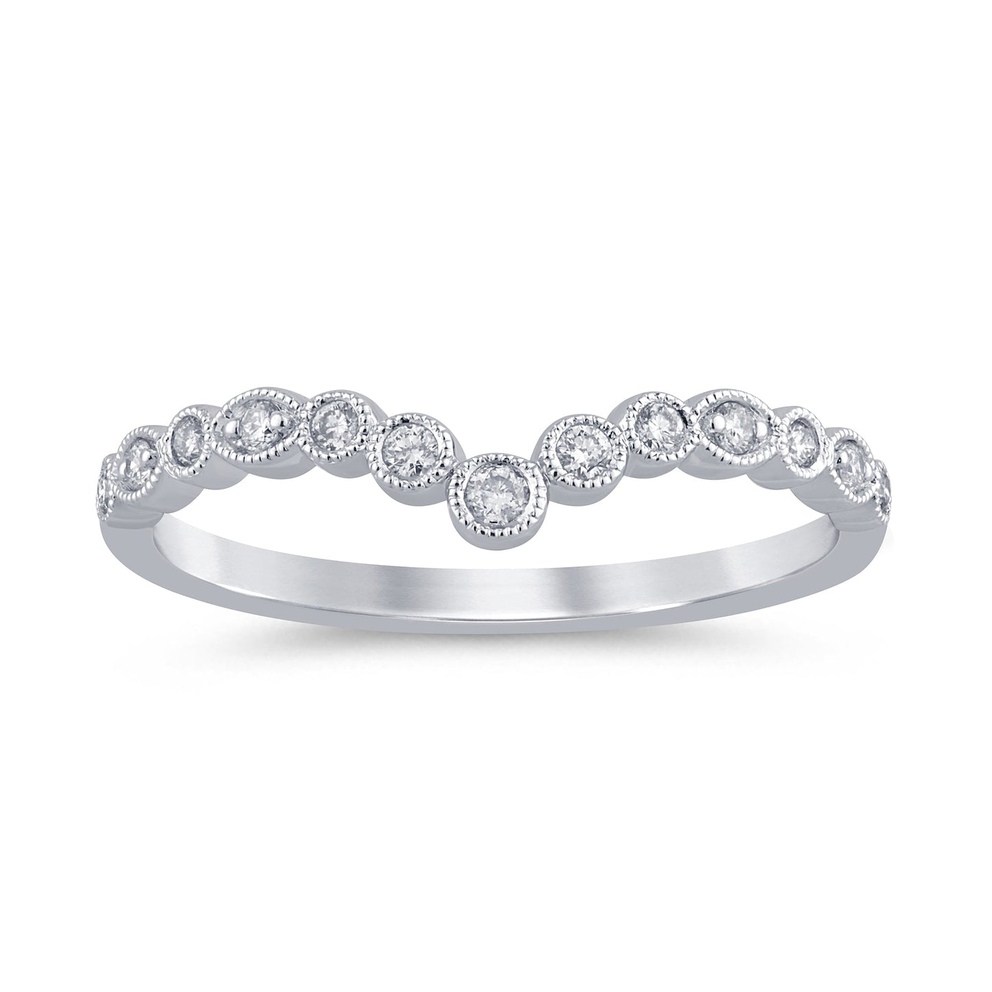 Muse Jewelry .13ct G SI 14K White Gold Diamond Bezel Set Stackable Band Ring Size 6.5