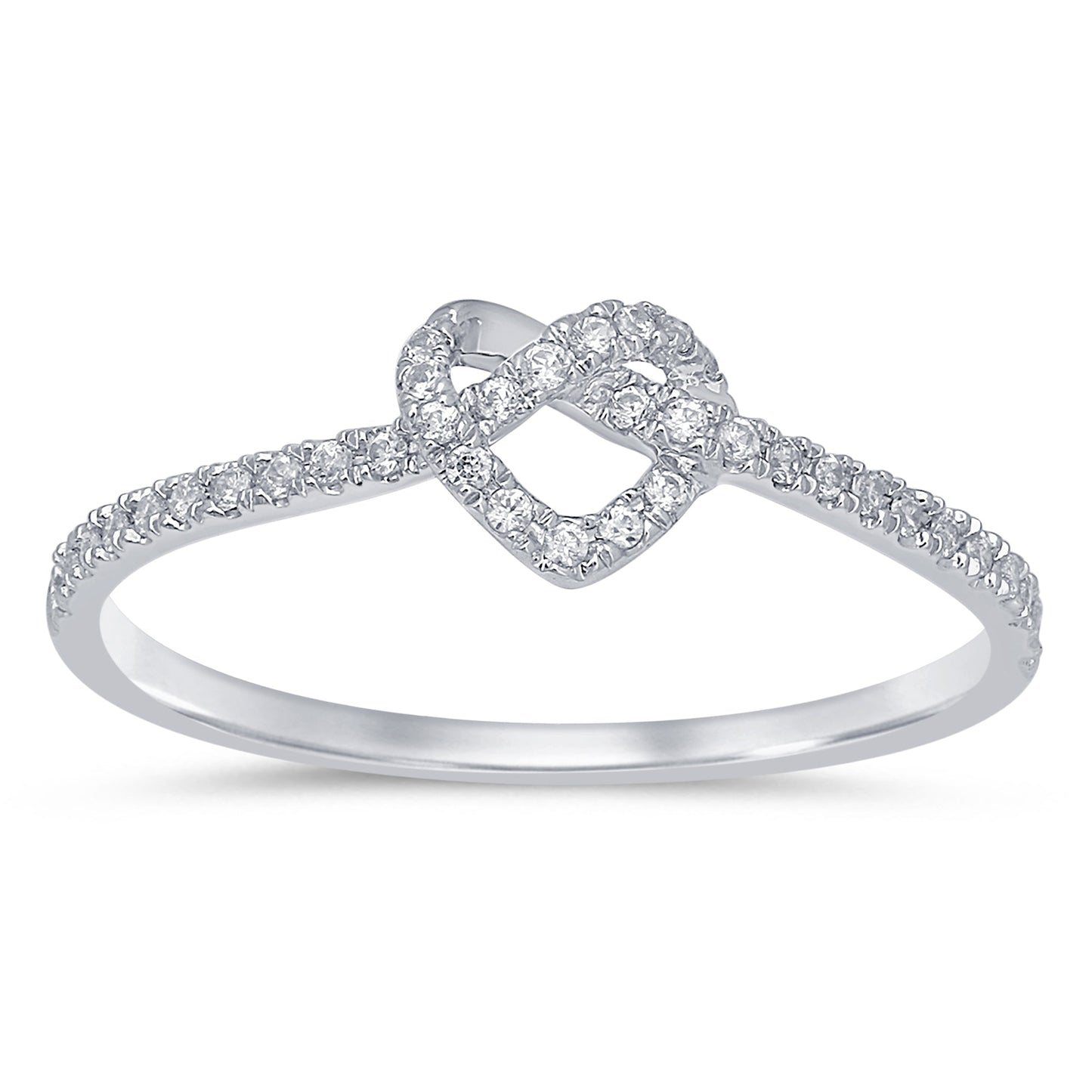 Muse Jewelry .15ct 14kt White Gold Love Heart Knot Forever Diamond Ring Size 6.5