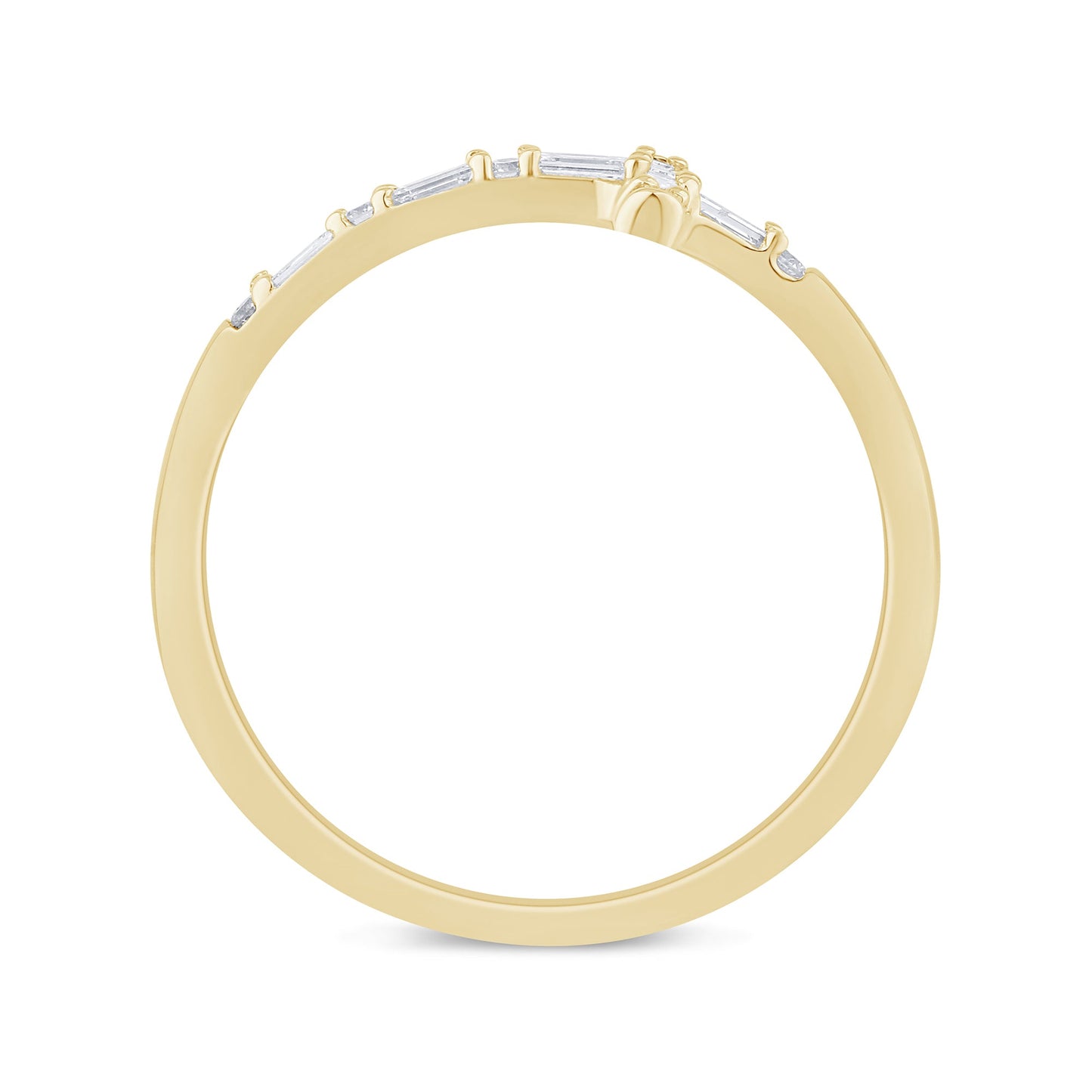 Muse Jewelry .13ct G SI 14K Yellow Gold Round & Baguette Diamond Cross Band Ring Size 6.5