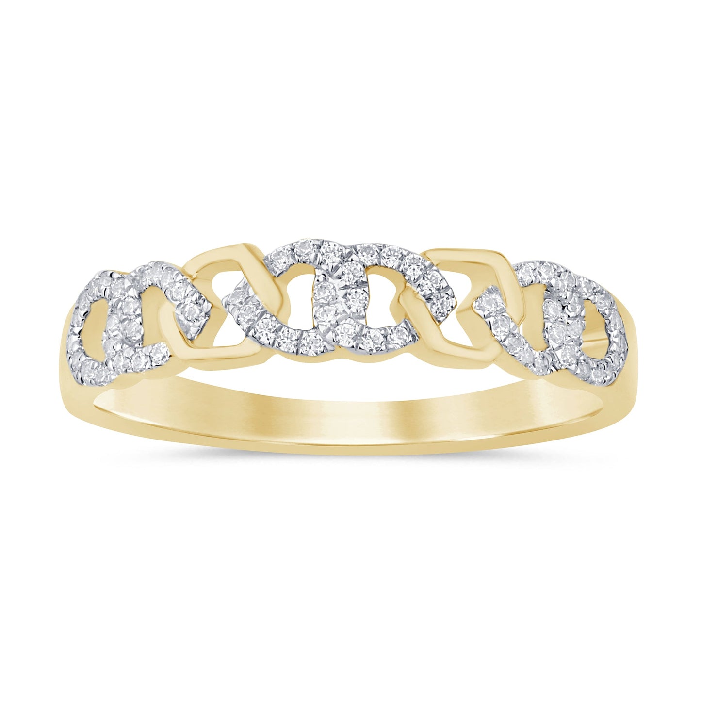 Muse Jewelry .16ct G SI 14K Yellow Gold Diamond Cuban Link Ring Band Size 7