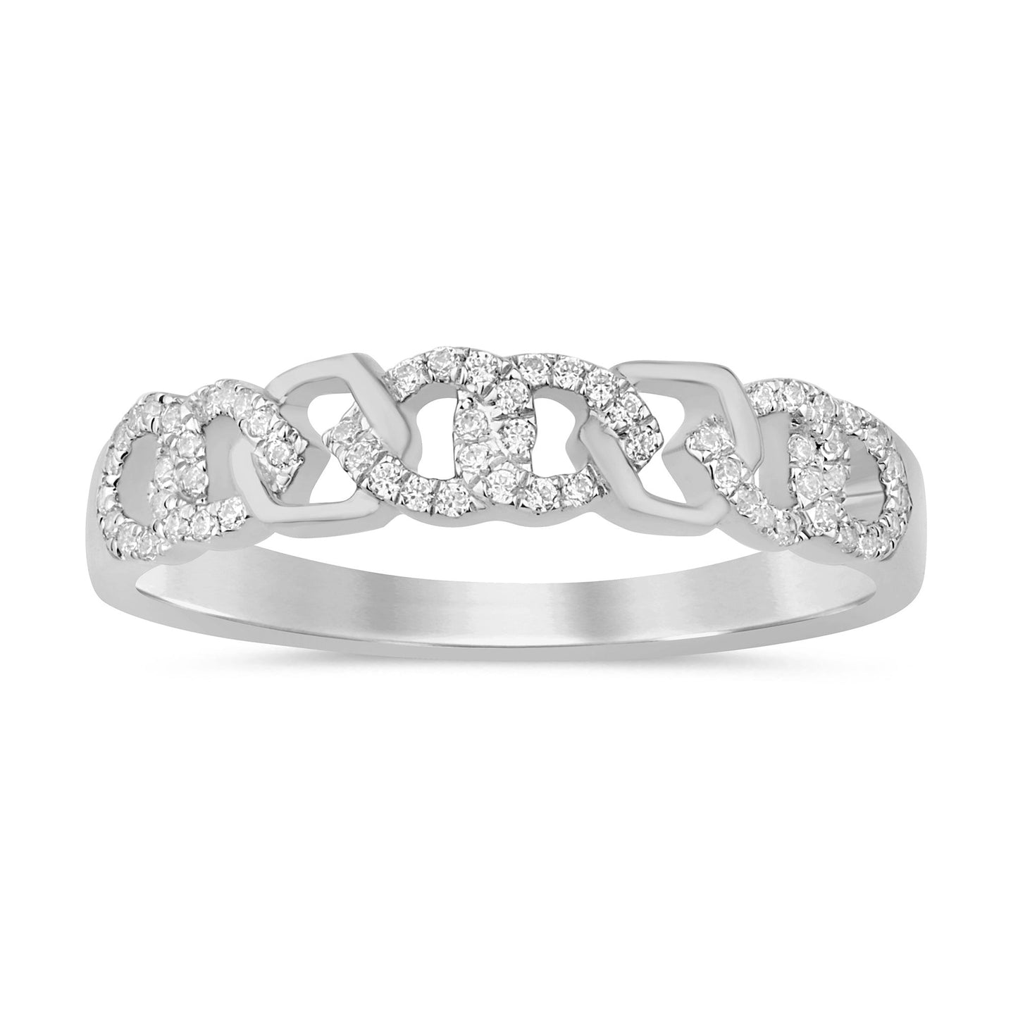 Muse Jewelry .15ct G SI 14K White Gold Diamond Cuban Link Ring Band Size 7