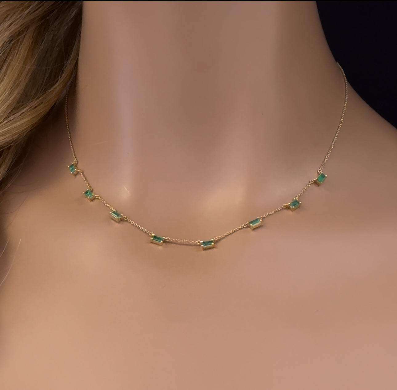 Muse Jewelry .88ct G SI 14K Yellow Gold Emerald Gemstone Necklace 16 + 2" Ext