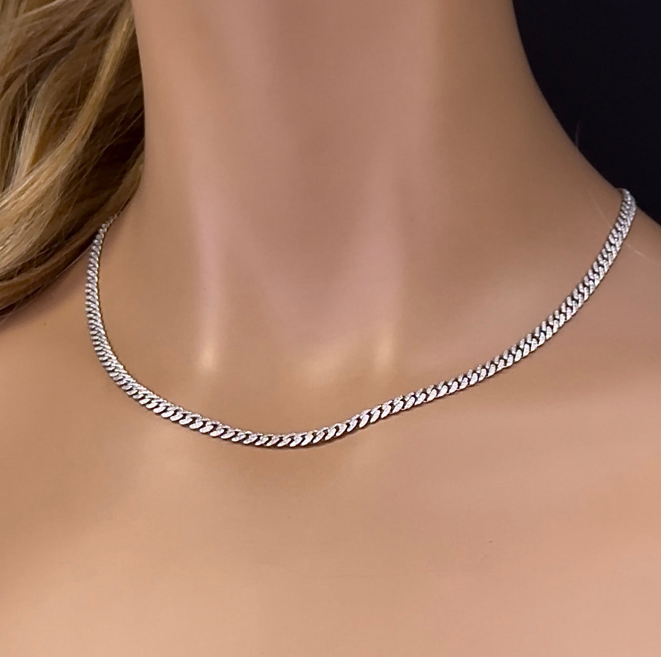 Muse Jewelry 4mm 2.06ct G SI 14k White Gold Round Diamond Cuban Necklace 18"