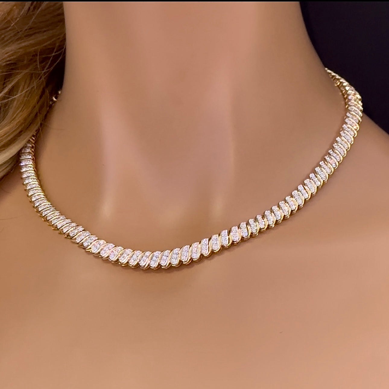 Muse Jewelry 3.46ct G SI 14K Yellow Gold Round Diamond Necklace 14" + 2" EXT