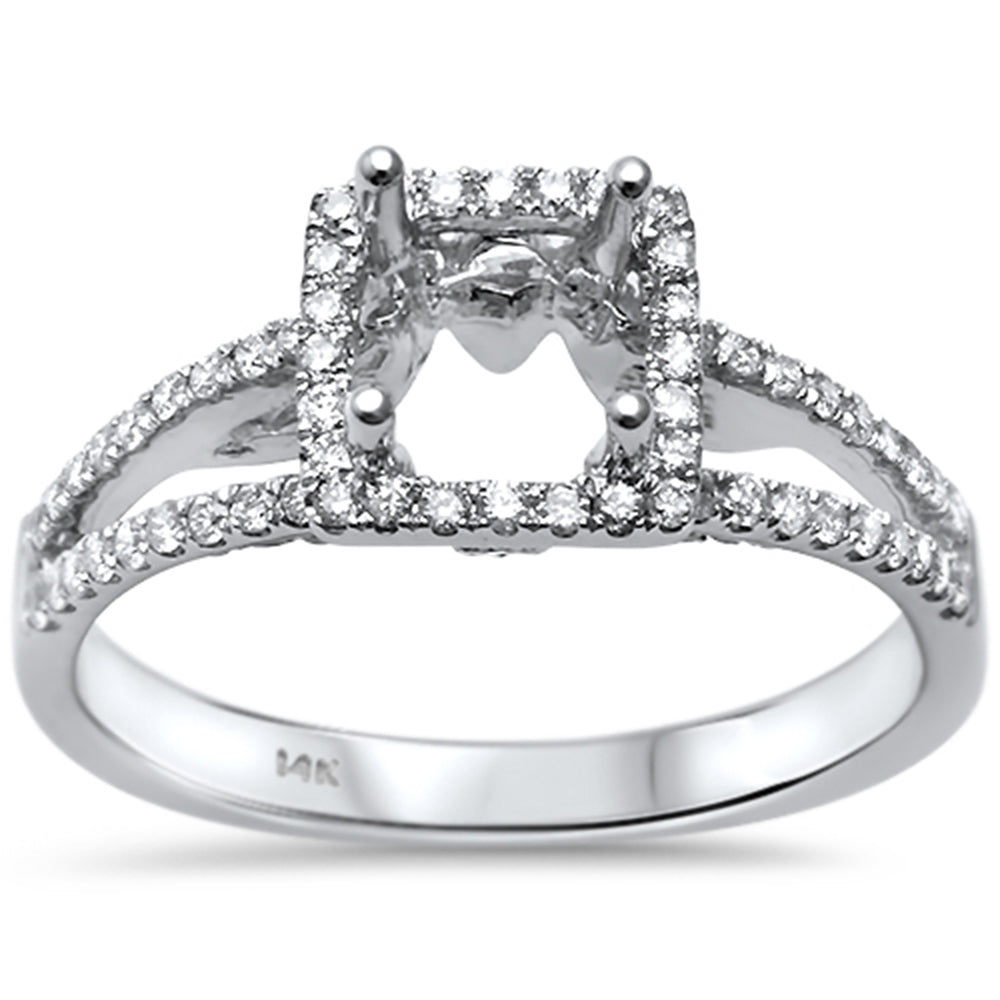 Muse Jewelry Halo style .52ct 14k White Gold E-SI Princess Diamond Semi Mount Engagement Ring