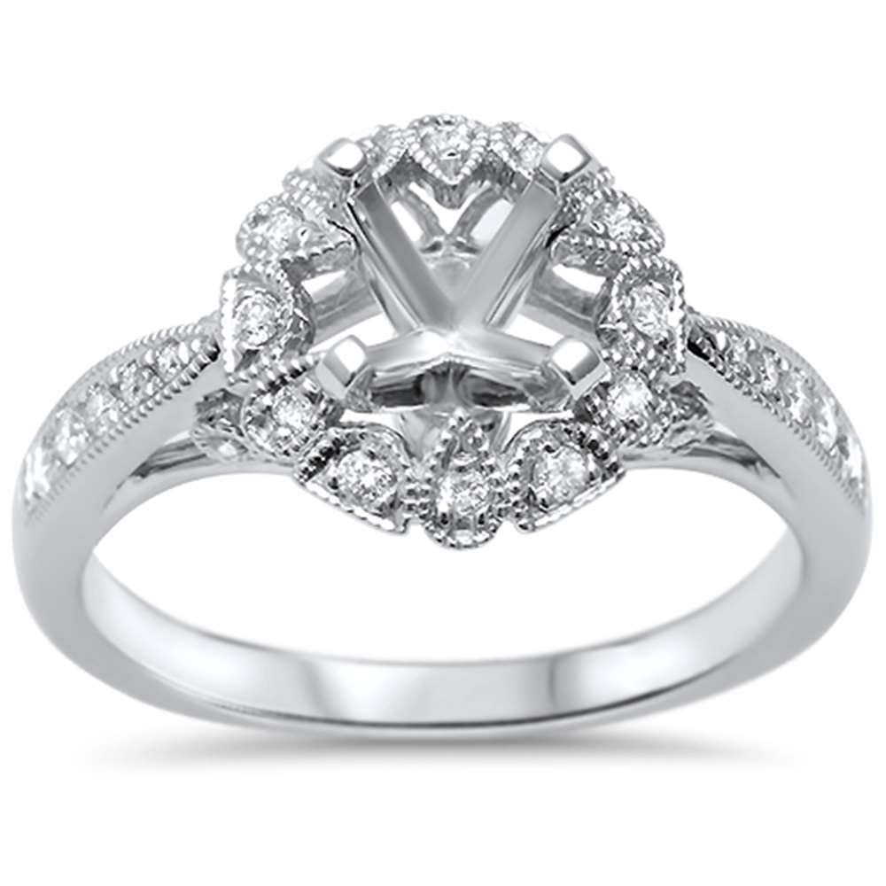Muse Jewelry .21ct F SI 14kt White Gold Diamond Semi Mount Ring Size 6.5