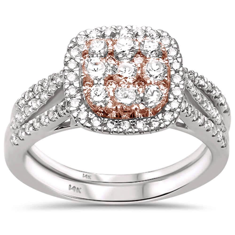 Muse Jewelry .96ct G SI 14k Two Tone Gold Diamond Engagement Ring Bridal Set Size 6.5