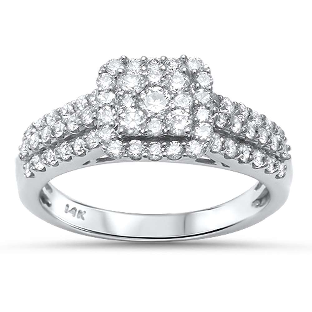 Muse Jewelry .88ct 14kt White Gold Square Diamond Engagement Promise Ring Size 6.5