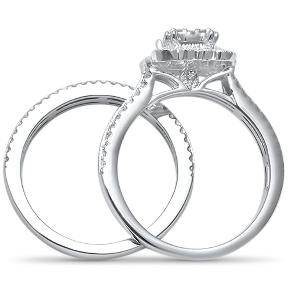 Muse Jewelry .65ct G SI 14kt White Gold Square Diamond Engagement Bridal Set Ring Size 6.5