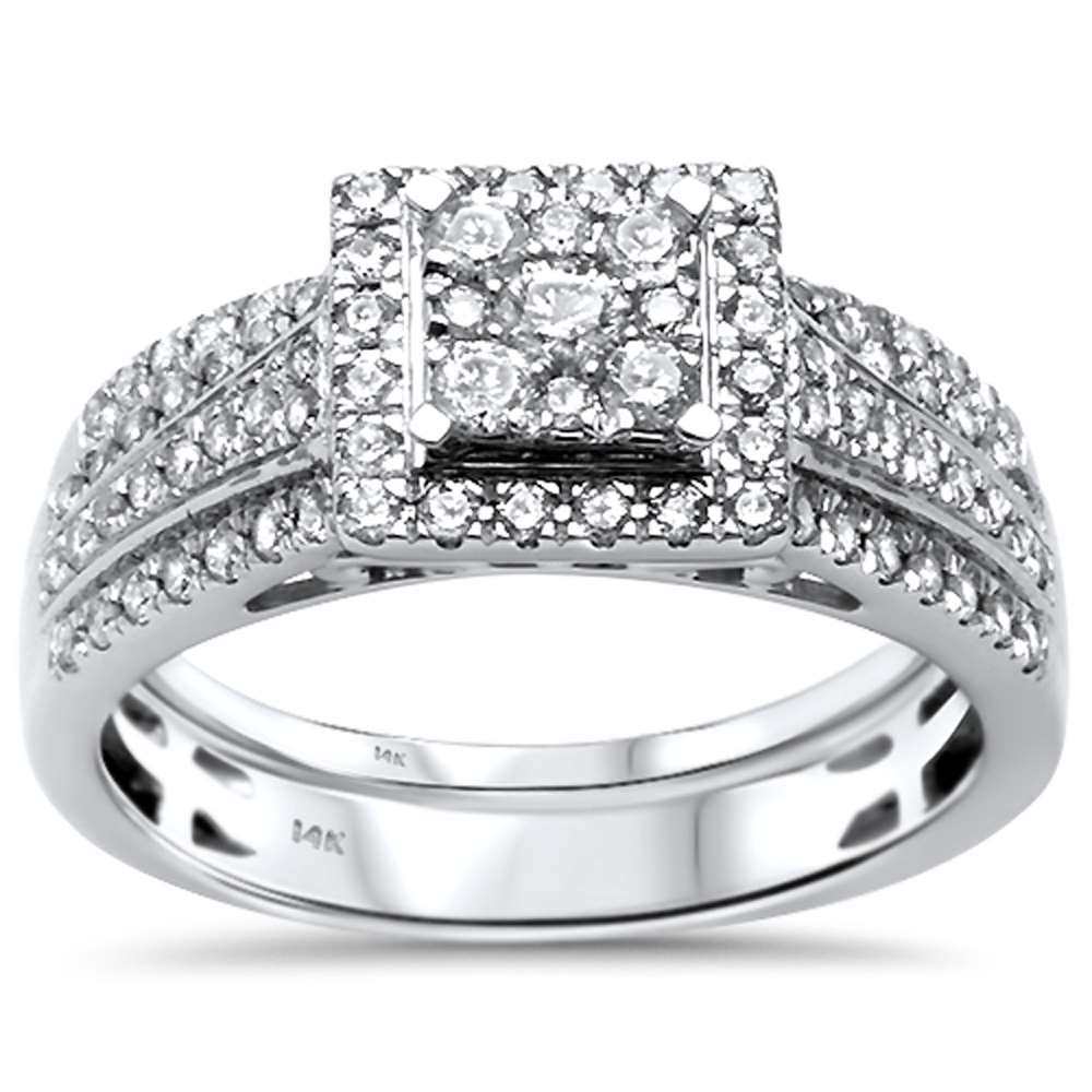 Muse Jewelry .77ct G SI 14kt White Gold Princess Diamond Engagement Bridal Set Ring Size 6.5