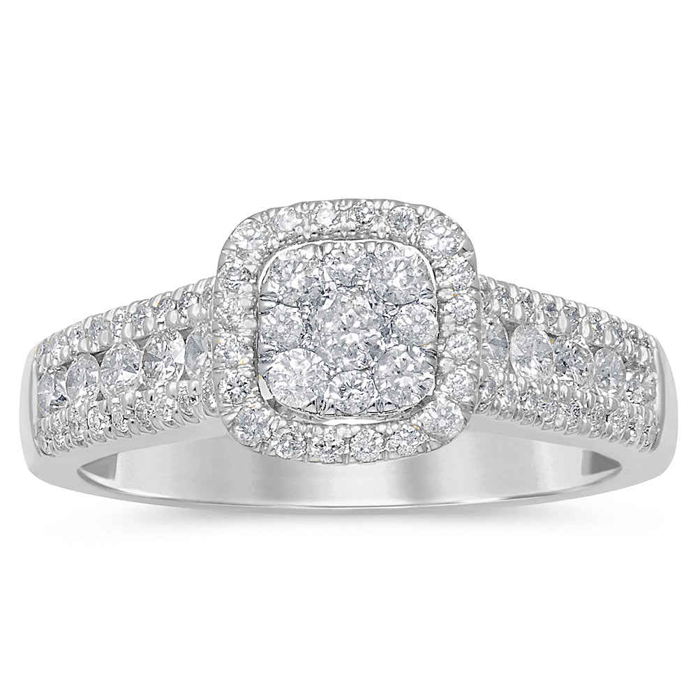 Muse Jewelry .95ct 14k White Gold Square Diamond Engagement Ring Size 6.5