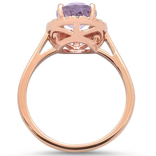 Muse Jewelry 1.78cts 10k Rose Gold Oval Amethyst & Diamond Ring Size 6.5