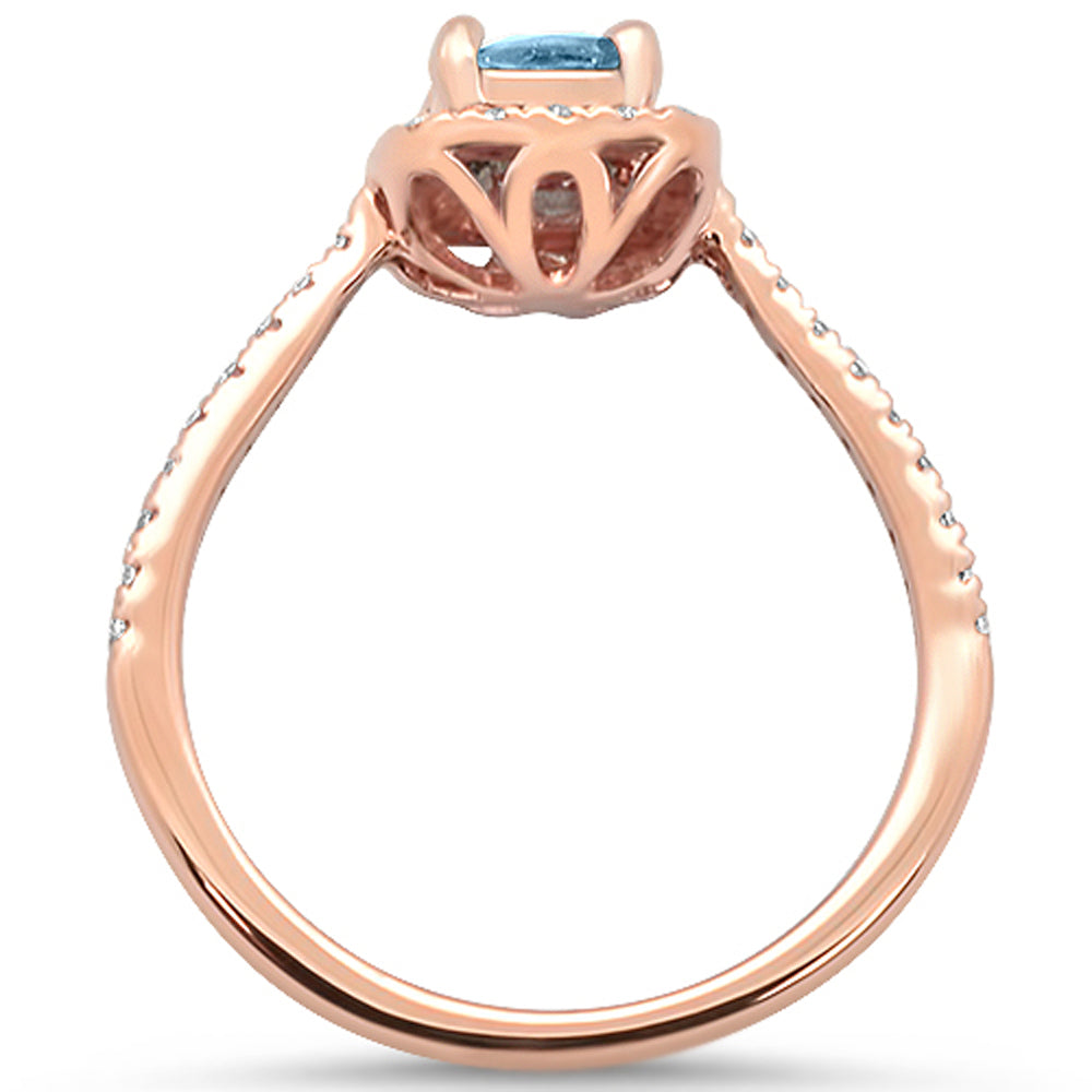 Muse Jewelry 0.71cts 10k Rose Gold Cushion Blue Topaz & Diamond Ring Size 6.5