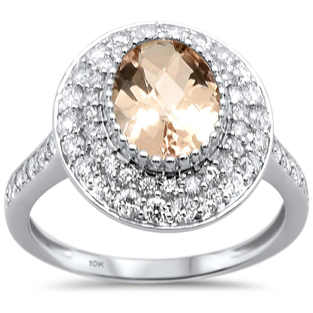 Muse Jewelry 2.14cts 10k White gold Oval Morganite Diamond Ring Size 6.5