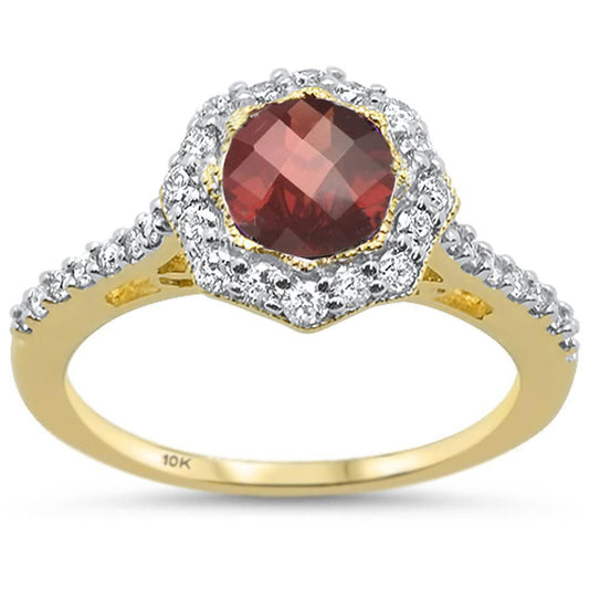 Muse Jewelry 1.68ct F SI 10k Yellow Gold Natural Garnet & Diamond Ring Size 6.5
