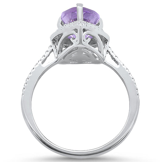 Muse Jewelry 1.83cts 10k White gold Pear Shape Amethyst Diamond Ring Size 6.5