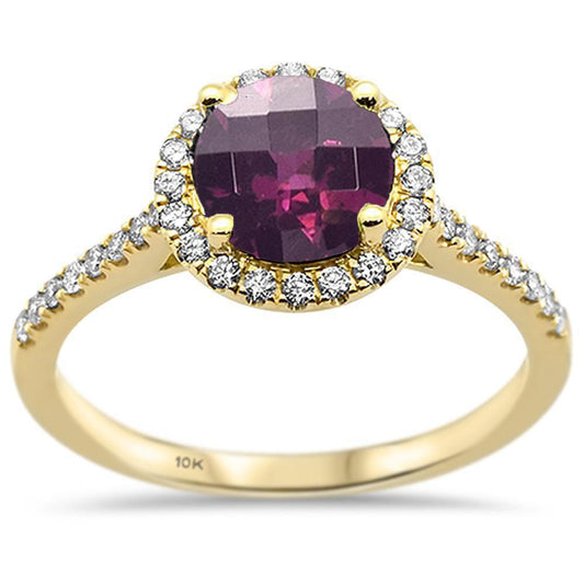 Muse Jewelry 1.74ct 10k Yellow Gold Round Rhodolite & Diamond Ring Size 6.5