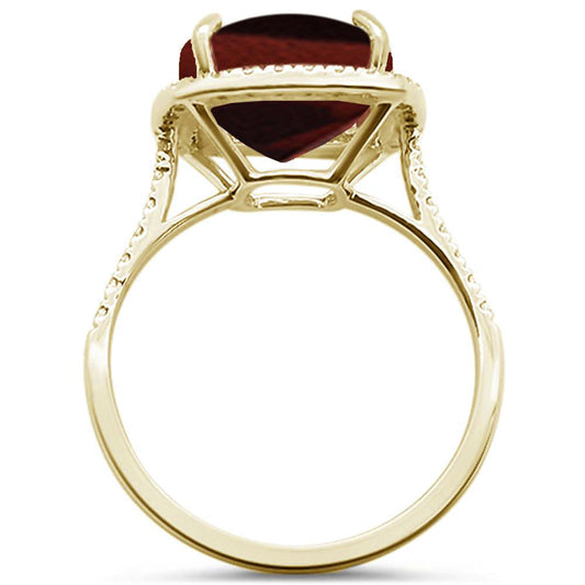 Muse Jewelry 10kt Yellow Gold 5.89ct Cushion Garnet & Diamond Ring Size 6.5