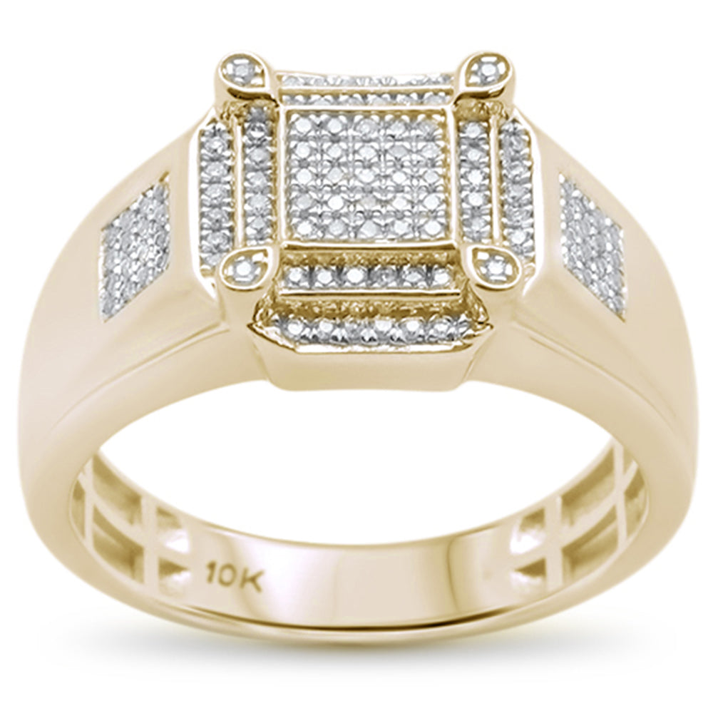 Muse Jewelry .27ct 10k Yellow Gold Men's Diamond Signet Band Ring Size 10