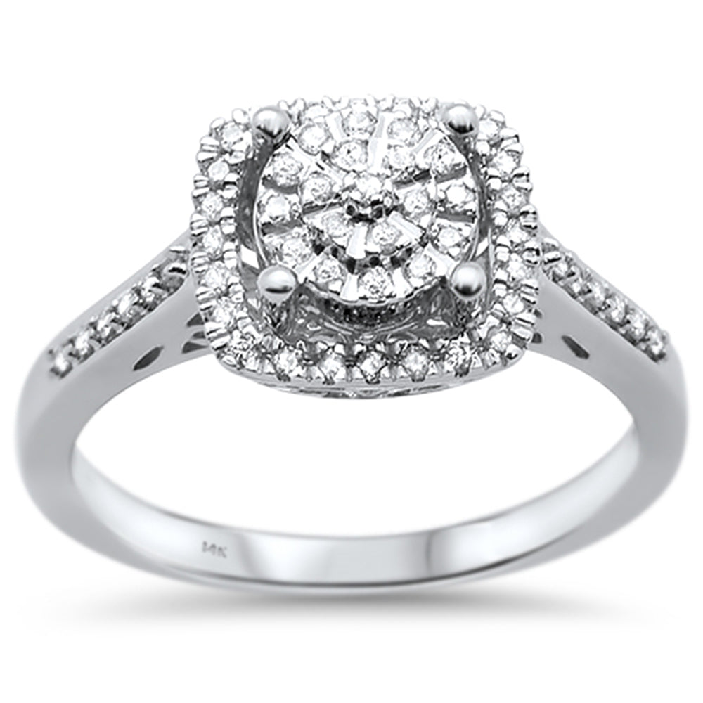 Muse Jewelry .27ct 14k White Gold Square Shape Diamond Engagement Wedding Ring Size 6.5