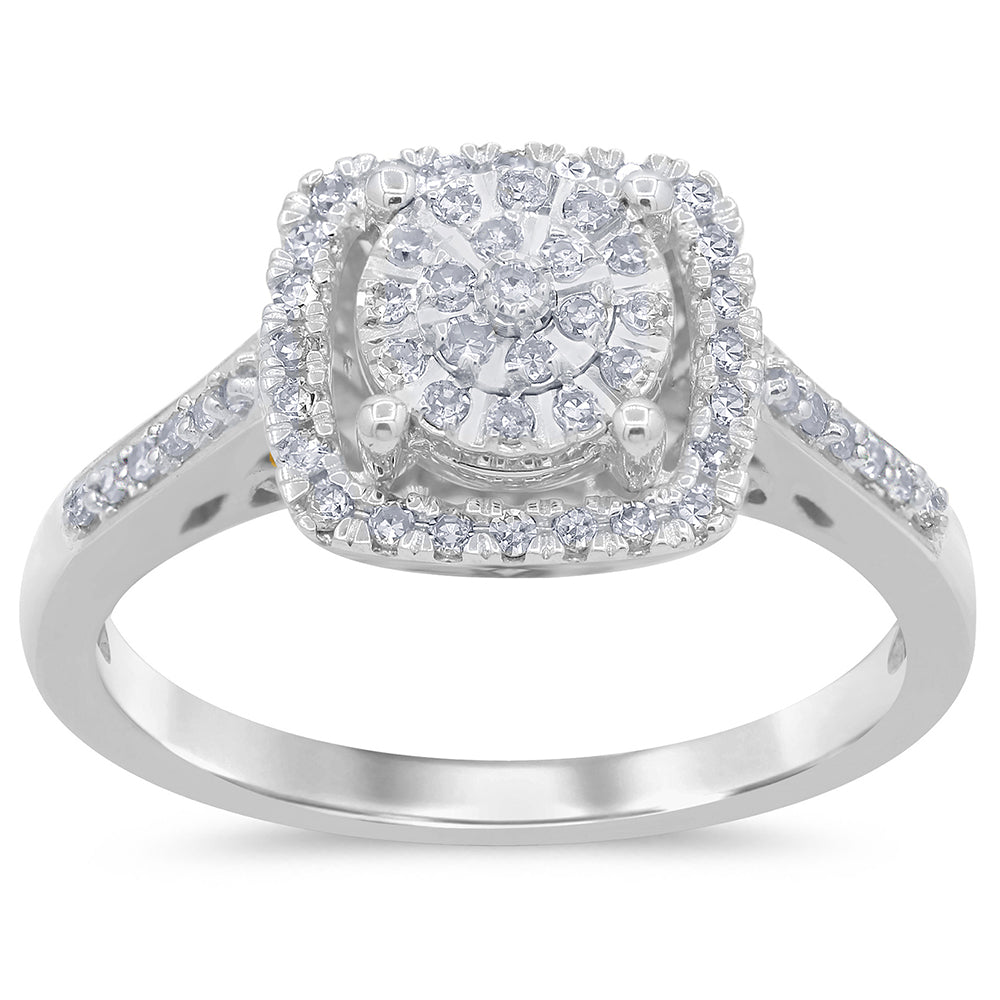 Muse Jewelry .27ct 14k White Gold Square Shape Diamond Engagement Wedding Ring Size 6.5