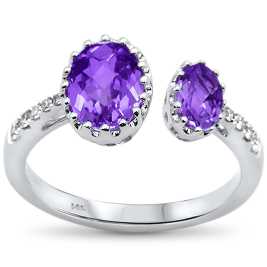 Muse Jewelry 1.70ct 14kt White Gold Trendy Amethyst & Open Diamond Ring Size 6.5