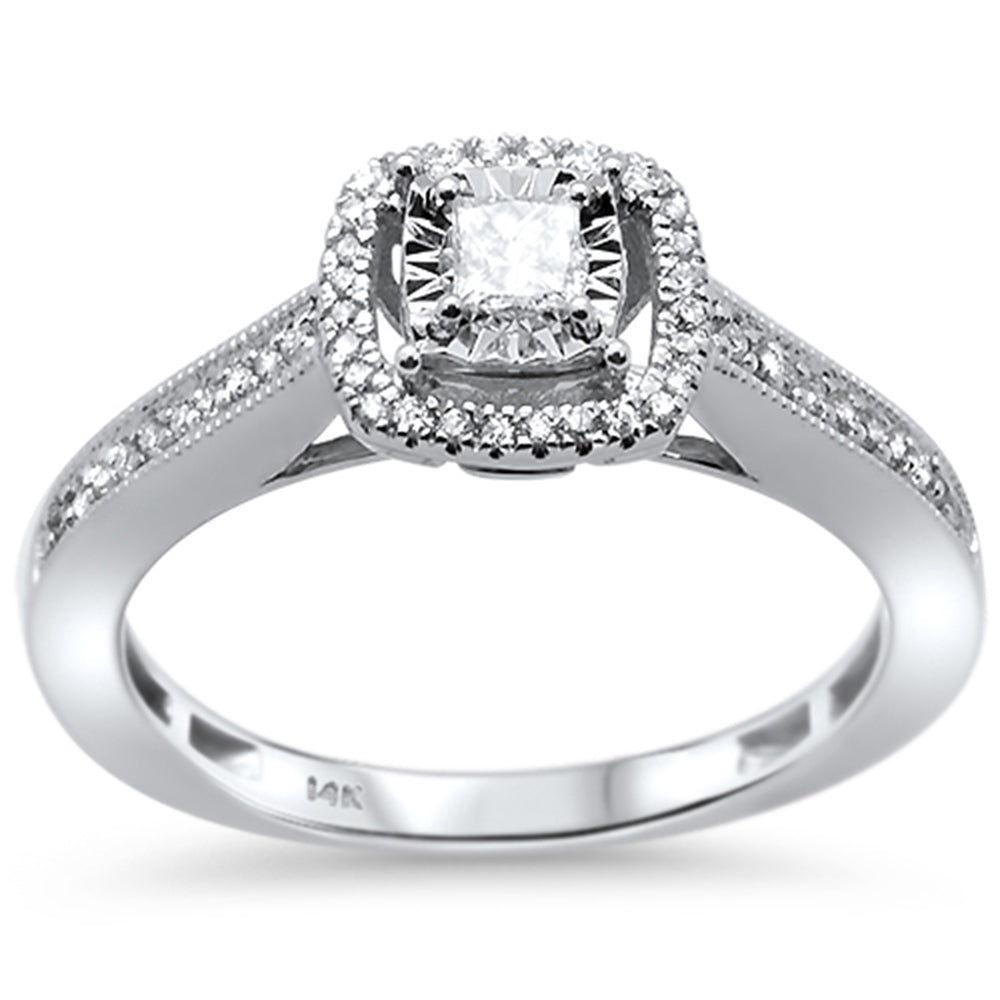 Muse Jewelry .26ct 14k White Gold Princess Square Diamond Promise Engagement Ring